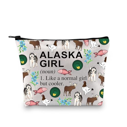 XYANFA Alaska Girl Gift Alaska Cruise Makeup Bag Alaska Travel Gift Alaska Souvenirs Gift Matching Cruise Gift Alaskan Vacation Cosmetic Bag, ALASKA GIRL (Substantiv), modisch von XYANFA