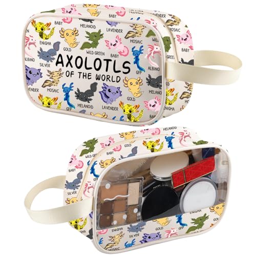 XYANFA Axolotls Of The World Axolotl Make-up-Tasche, Axolotl, Salamander, Geschenk, Reise-Kulturbeutel, Organizer, Kosmetiktasche, AXOLOTLS TM, modisch von XYANFA