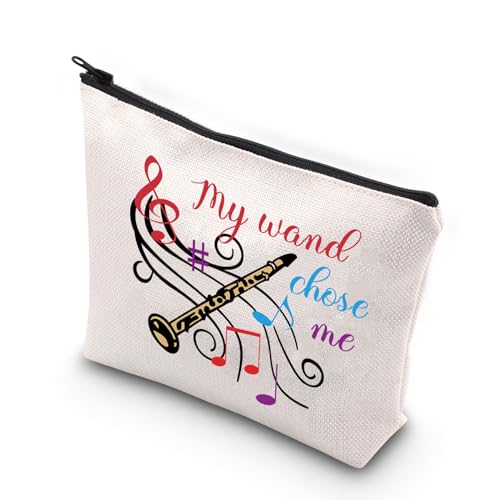 XYANFA Klarinette Make-up Tasche Klarinettist Geschenk Klarinette Spieler Geschenk Für Frau Mädchen Klarinette Liebhaber Kosmetiktasche My Wand Chose Me, Mein Zauberstab wählte mich Clarine, modisch von XYANFA