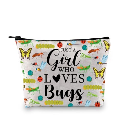 XYANFA Make-up-Tasche mit fliegenden Insekten, Geschenk für Insektenliebhaber, Entomologen, Geschenke für Frauen, Insektensammler, Geschenk mit Reißverschluss, Wer liebt Käfer, modisch von XYANFA