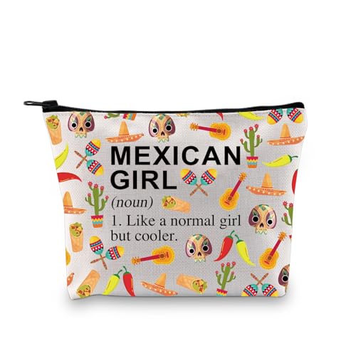 XYANFA Mexiko Make-up-Tasche Mexiko Reise Geschenk Mexiko Stadt Souvenirs Geschenk Mexikanisches Mädchen Geschenk Mexiko Kosmetiktasche Mexiko Reisetasche, MEXIKANISCHES MÄDCHEN (Substantiv), modisch von XYANFA