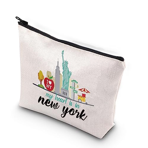 XYANFA New York City Make-up-Tasche New York Girls Trip Gifts NYC Urlaub Geschenk NYC Reisetasche New York Themed Geschenke NYC Kosmetiktasche, Mein Herz ist in New York, modisch von XYANFA