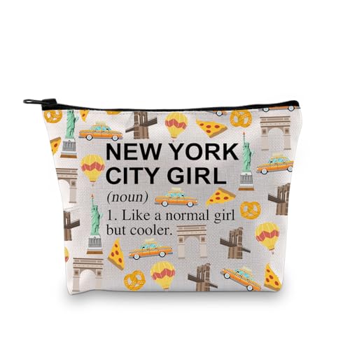 XYANFA New York City Make-up-Tasche Nyc Souvenir Geschenk New York Mädchen Reise Geschenk Urlaub Reisetasche New York City Mädchen Geschenk Kosmetiktasche, NEW YORK CITY GIRL (Substantiv), modisch von XYANFA