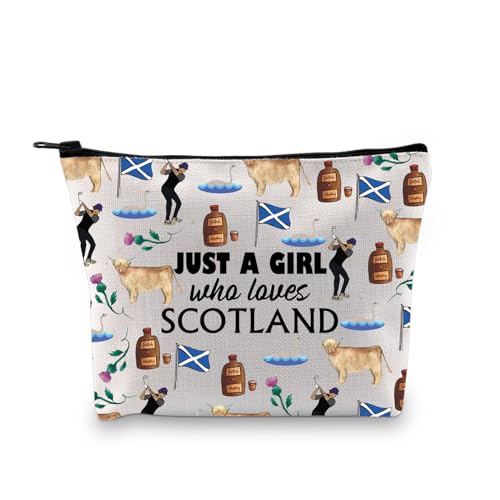 XYANFA Schottland Gifts Schottland Kosmetiktasche Schottland Liebhaber Geschenk Schottland Souvenirs Schottland Reisetasche Schottische Kosmetiktasche, Mädchen, das Schottland liebt, modisch von XYANFA