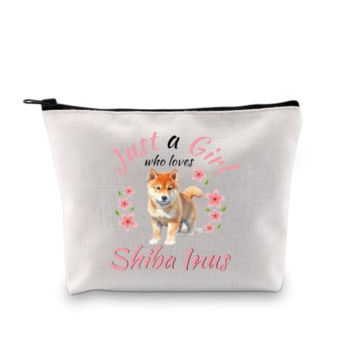 XYANFA Shiba Inu Gifts Shiba Inu Lover Geschenk Just A Girl Who Loves Shiba Inus Kosmetiktasche Shiba Inu Mom Pocket Zipper Bag, Shiba Inus, modisch von XYANFA