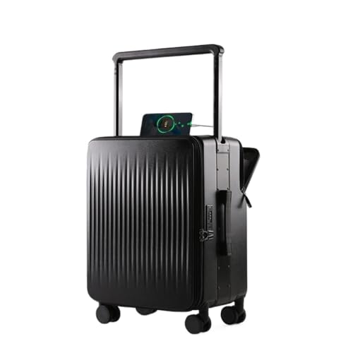 XYGQYJ Koffer Breiter Trolley-Koffer Mit Seitlicher Öffnung 20 Zoll for Männer Und Frauen, Gepäckcode-Koffer Mit Vorderer Öffnung Koffer Hartschale(Black,25in) von XYGQYJ