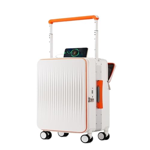 XYGQYJ Koffer Breiter Trolley-Koffer Mit Seitlicher Öffnung 20 Zoll for Männer Und Frauen, Gepäckcode-Koffer Mit Vorderer Öffnung Koffer Hartschale(White,20in) von XYGQYJ