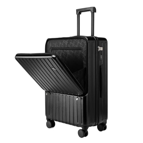 XYGQYJ Koffer Gepäck 28-Zoll-Universalrad-Trolley-Koffer, Herren- Und Damenkoffer, Passwort-Schnallenschloss-Koffer Koffer Hartschale(Black,20in) von XYGQYJ