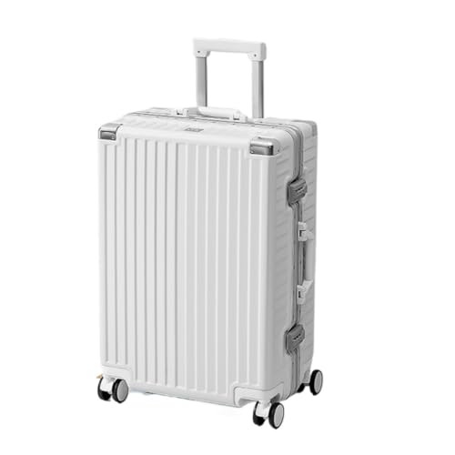 XYGQYJ Koffer Herren- und Damen-Aluminiumrahmen-Universal-Radkoffer, PVC-Trolley, 20-Zoll-Boarding-Koffer Koffer Hartschale(White) von XYGQYJ