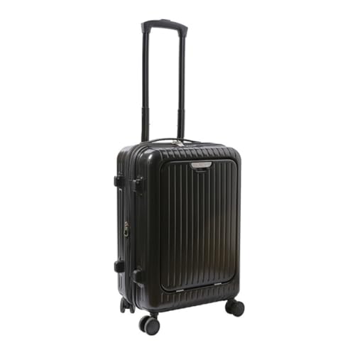 XYGQYJ Koffer Modischer Reißverschluss-Koffer for Herren, 20-Zoll-High-End-Multifunktions-Zweireihiger Spinner-Koffer for Damen Koffer Hartschale(Black) von XYGQYJ