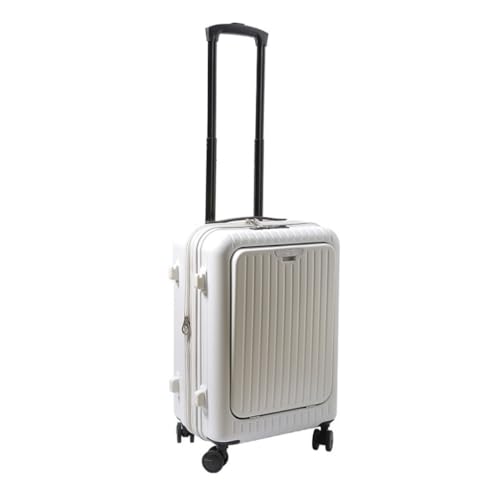 XYGQYJ Koffer Modischer Reißverschluss-Koffer for Herren, 20-Zoll-High-End-Multifunktions-Zweireihiger Spinner-Koffer for Damen Koffer Hartschale(White) von XYGQYJ