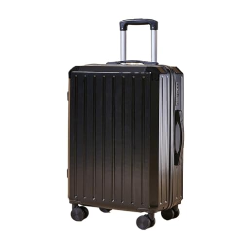 XYGQYJ Koffer Modischer Retro-Antikollisions-Trolley Mit Reißverschluss-Ladeanschluss, Reise-Passwort-Box for Männer Und Frauen Koffer Hartschale(Black) von XYGQYJ