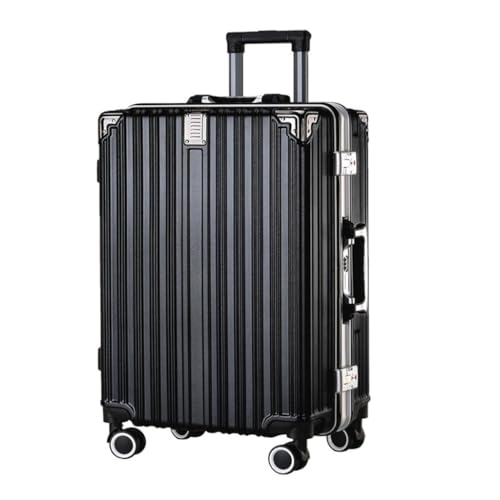 XYGQYJ Koffer Modisches Trolley-Gepäck mit Aluminiumrahmen for Damen, Kratzfest, wiederaufladbar, Handgepäck for Herren Koffer Hartschale(Black) von XYGQYJ