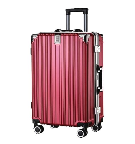 XYGQYJ Koffer Modisches Trolley-Gepäck mit Aluminiumrahmen for Damen, Kratzfest, wiederaufladbar, Handgepäck for Herren Koffer Hartschale(Red) von XYGQYJ