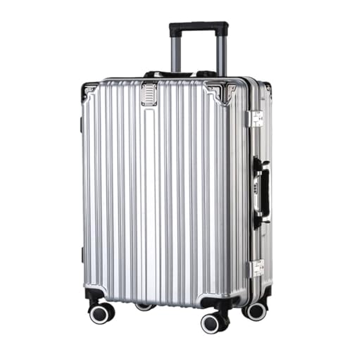 XYGQYJ Koffer Modisches Trolley-Gepäck mit Aluminiumrahmen for Damen, Kratzfest, wiederaufladbar, Handgepäck for Herren Koffer Hartschale(Silver) von XYGQYJ