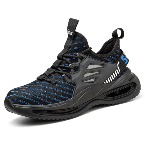 XYHAOAI Arbeitsschuhe Herren Leicht Sicherheitsschuhe rutschfest Sportlich Stahlkappenschuhe Atmungsaktiv Schutzschuhe Turnschuhe arbeits Berufsschuhe,Blau,49 EU von XYHAOAI