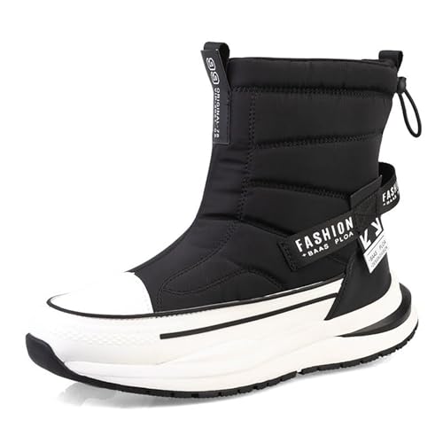 XYHAOAI Herren Schneestiefel Winterschuhe Herren Damen Wasserdicht Winterstiefel Warm Gefüttert Stiefeletten Wanderschuhe Rutschfest Trekkingschuhe Stiefel,leicht und warm im Freien,Black and white,39 von XYHAOAI
