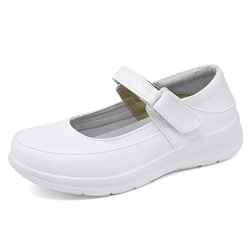 XYHAOAI Pflegeschuhe Krankenschwester-Schuhe Damen Leicht Atmungsaktiv stoßdämpfend Weiß Professionelle Arbeitsschuhe für Medizin/Pflege/Gastro,White 1,40 EU von XYHAOAI