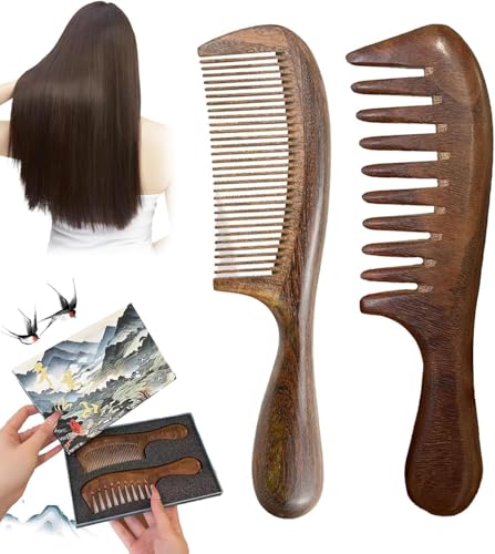Walnussholz-Haarkamm, Walnussholzkamm, Haarbürste, handgefertigt, Holzhaarkämme für Frauen von XYHX