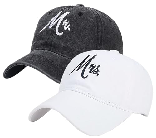 XYIYI 2 Pack Herr Frau Schwarz Weiß Unisex Washed Vintage Baseballkappe Golf Dad Hat Einstellbare Klassische Low Profile Plain Cap für Herren Damen von XYIYI