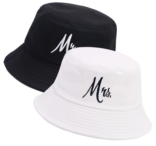 XYIYI 2 Pack Herr Schwarz Frau Weiß Unisex Fischerhüte für Frauen Männer Sommer Strand Angelnhut Sonnehut von XYIYI