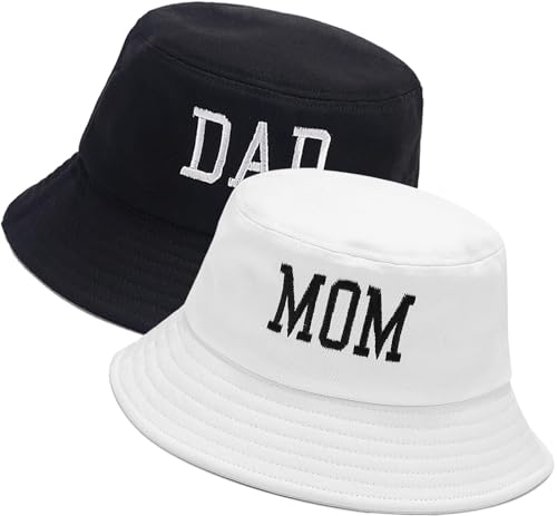 XYIYI 2 Pack Papa Schwarz Mama Weiß Unisex Fischerhüte für Frauen Männer Sommer Strand Angelnhut Sonnehut von XYIYI