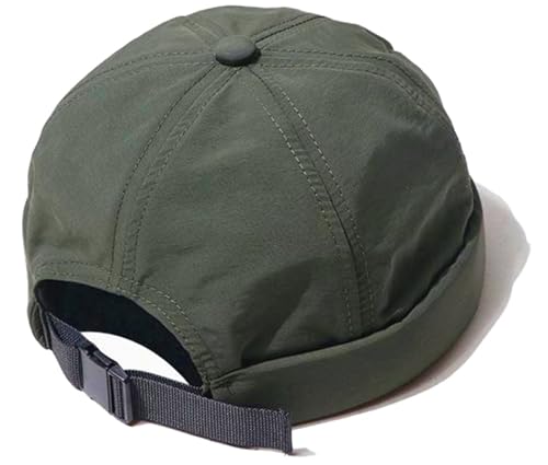 XYIYI Armeegrün Herren Schnell Trocknen Docker Kappe Atmungsaktiv Randlose Kappe gerollt Manschette Retro Seemann Beanie Hut von XYIYI