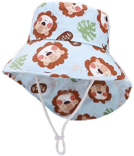 XYIYI Baby Kleinkind Kinder Blauer Löwe Baumwoll Sonnenhut Fischerhut mit Halsklappec von XYIYI