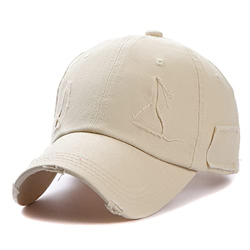 XYIYI Beige Vintage Basecap Verstellbare Distressed Washed Baseball Kappe für Damen Herren von XYIYI