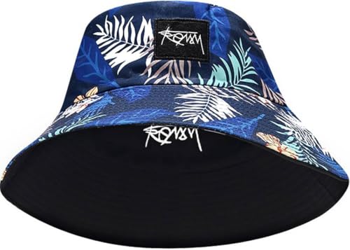 XYIYI Blätter Schwarz Unisex Druck Double-Side-Wear Reversible Fischerhüte Eimer Hut für Frauen Männer Sommer Sonne Strand Anglerhut von XYIYI