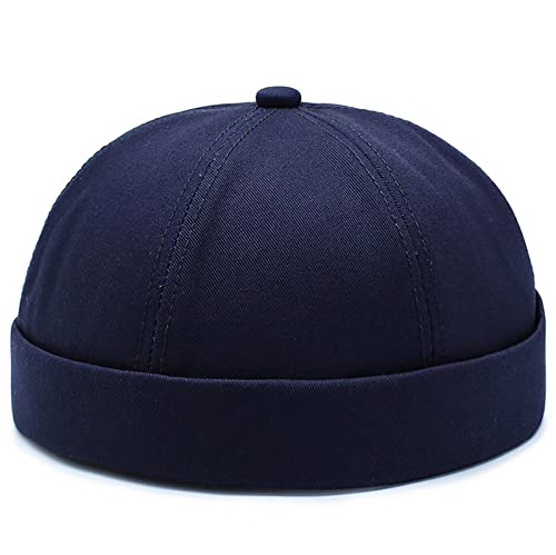 XYIYI Blau Baumwolle Brimless Docker Kappe Verstellbare Street Casual Matrosenmütze Schädeldecke Beanie Mütze von XYIYI