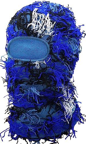 XYIYI Blau Distressed Balaclava Ski Gesichtsmaske Vollgesicht Gestrickt Balaclava Winter Winddicht Halswärmer für Damen Herren von XYIYI