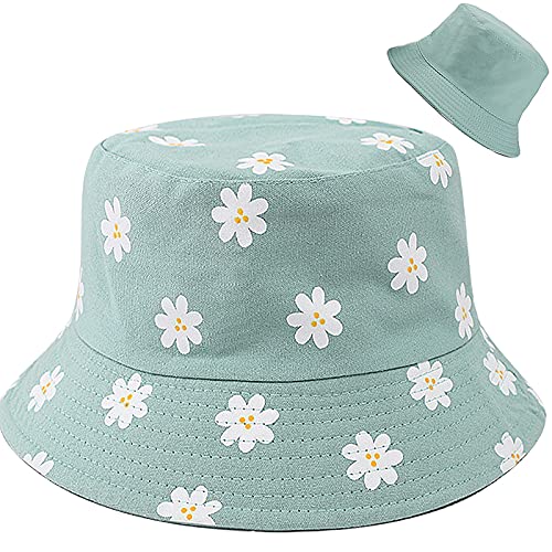 XYIYI Blume Grün Reversibel Fischerhüte Anglerhut Sonnenhut Für Damen Mädchen XYIYI Blume Grün Reversibel Fischerhüte Anglerhut Sonnenhut Für Damen Mädchen von XYIYI
