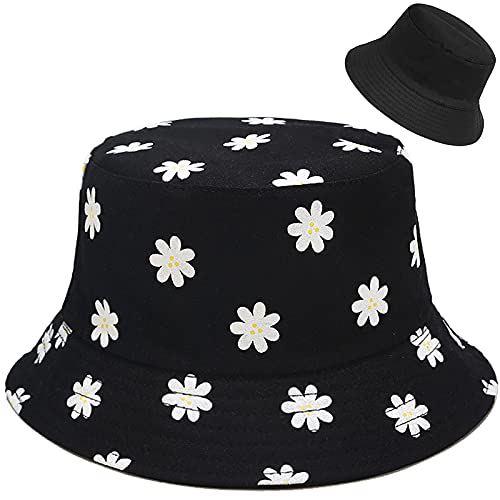 XYIYI Blume Schwarz Reversibel Fischerhüte Anglerhut Sonnenhut Für Damen Mädchen XYIYI Blume Schwarz Reversibel Fischerhüte Anglerhut Sonnenhut Für Damen Mädchen von XYIYI