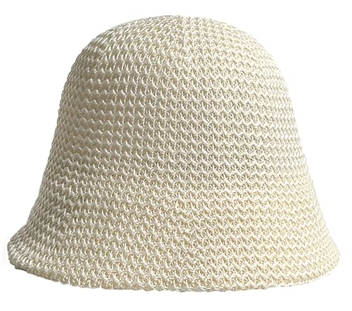 XYIYI Damen Beige Mesh gewebt Eimer Hut Häkeln Sonne Hut Sommer Strand Fischer Hüte von XYIYI