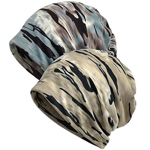 XYIYI Damen Mütze Chemo Hut Slouchy Kopfbedeckungen Kopf Wraps Krebshüte (2Stück Tarnung) von XYIYI
