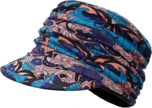 XYIYI Ethnisch Blau Damen Krebs Kopfbedeckung Weich Chemo Beanie Baseballmütze von XYIYI