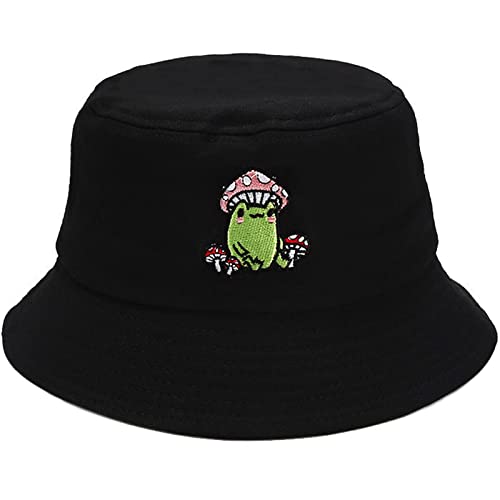 XYIYI Frosch Pilz Mode Embroidered Fischerhüte Baumwolle Strand Sonnenhut Fischerkappe für Damen Jugendliche von XYIYI