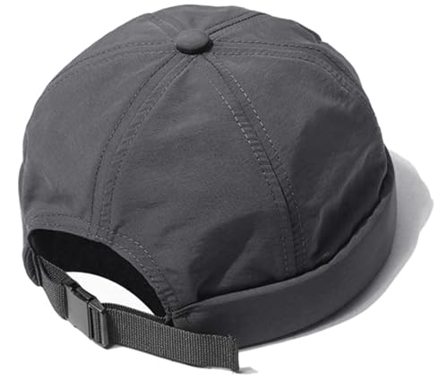 XYIYI Grau Herren Schnell Trocknen Docker Kappe Atmungsaktiv Randlose Kappe gerollt Manschette Retro Seemann Beanie Hut von XYIYI