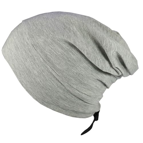 XYIYI Hellgrau Damen Seide Satin Beanie Hüte Chemo Mützen Krebs Kopfbedeckungen Hüte Seide gefüttert Haube Haar Wrap für Schlafen von XYIYI