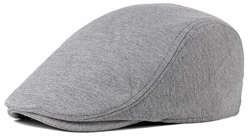 XYIYI Hellgrau Herren Newsboy Cap Baumwolle Barett Hut Flach Efeu Gatsby Fahren Cabbie Kappe von XYIYI