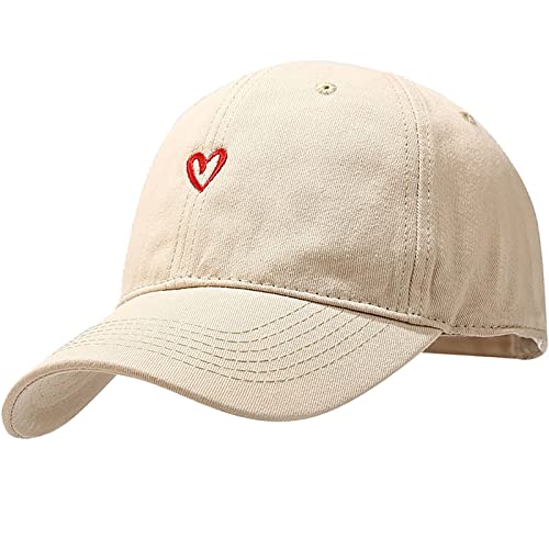 XYIYI Herz Beige Unisex Classic Baumwolle Baseball Cap Verstellbar Baseballkappe von XYIYI