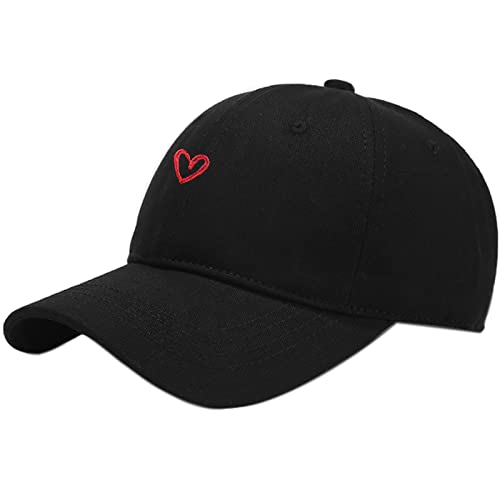 XYIYI Herz Schwarz Unisex Classic Baumwolle Baseball Cap Verstellbar Baseballkappe von XYIYI