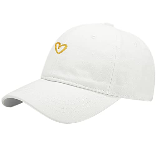 XYIYI Herz Weiß Unisex Classic Baumwolle Baseball Cap Verstellbar Baseballkappe von XYIYI