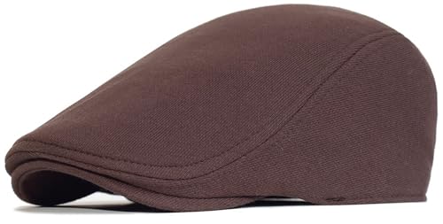 XYIYI Kaffee Herren Newsboy Cap Baumwolle Barett Hut Flach Efeu Gatsby Fahren Cabbie Kappe von XYIYI