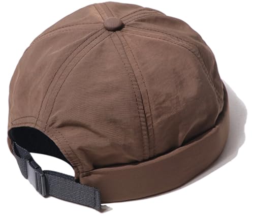 XYIYI Kaffee Herren Schnell Trocknen Docker Kappe Atmungsaktiv Randlose Kappe gerollt Manschette Retro Seemann Beanie Hut von XYIYI