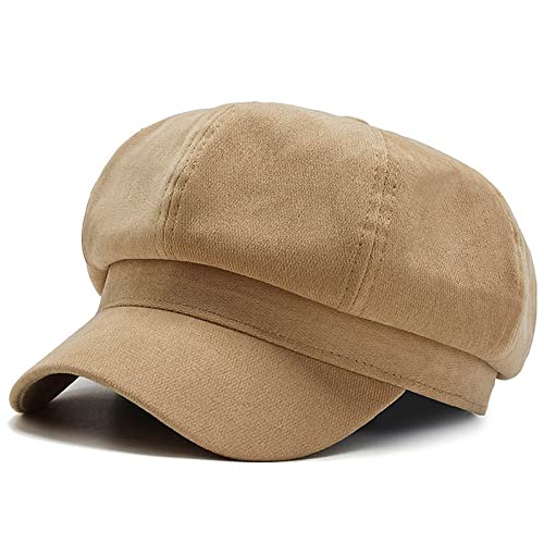 XYIYI Khaki Mode Schirmmütze Ballonmütze Newsboy Cap Visier Baskenmütze Paperboy Gatsby Hut Achteckige Kappe für Damen Mädchen von XYIYI