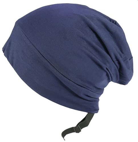 XYIYI Marineblau Damen Seide Satin Beanie Hüte Chemo Mützen Krebs Kopfbedeckungen Hüte Seide gefüttert Haube Haar Wrap für Schlafen von XYIYI
