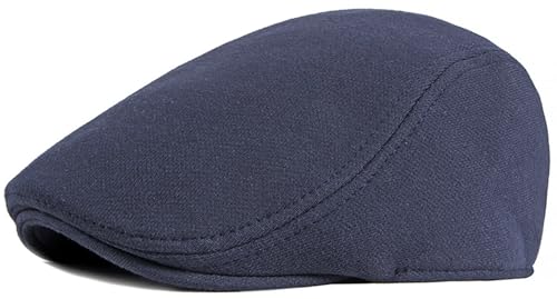 XYIYI Marineblau Herren Newsboy Cap Baumwolle Barett Hut Flach Efeu Gatsby Fahren Cabbie Kappe von XYIYI