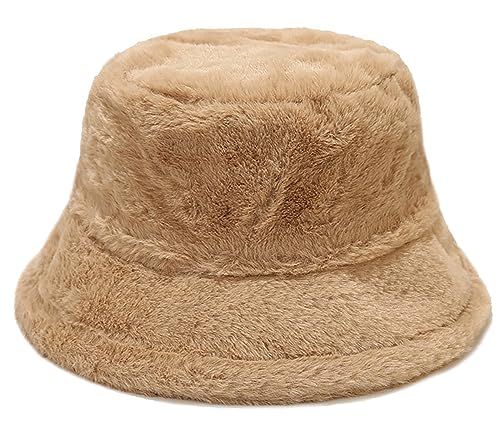 XYIYI Pelzig Fischerhut Bucket Hat Winter Wärmer Eimer Hut Flauschige Fischermütze für Damen Mädchen von XYIYI
